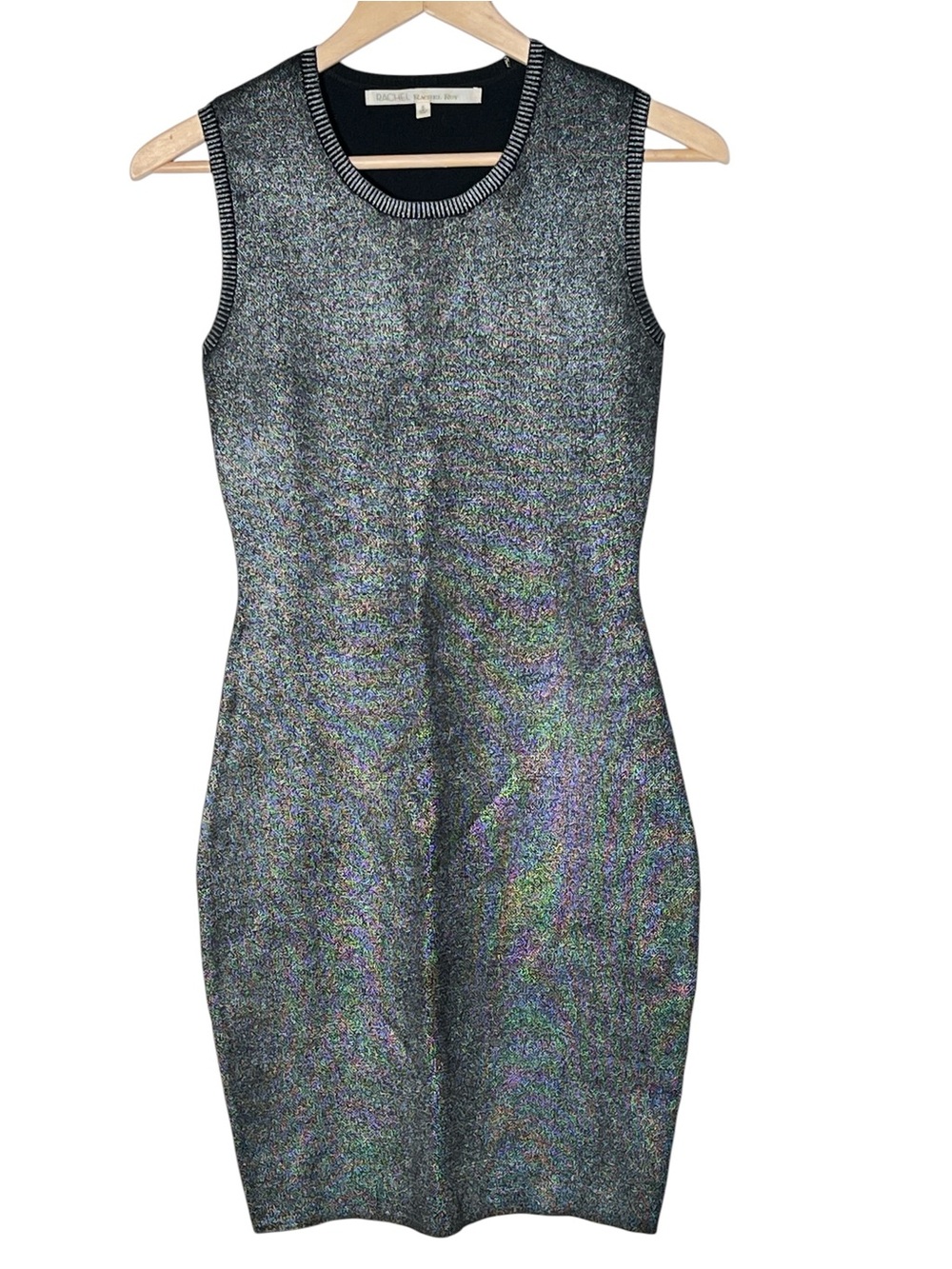 RACHEL Rachel Roy Metallic Sleeveless Sheath Dress - Silver Gray SZ small S B124
